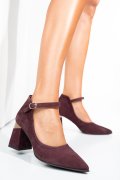 Bordó fordított bőr magassarkú cipők 5s7h507