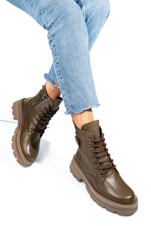 Khaki természetes bőr bakancs 2s7h42821np