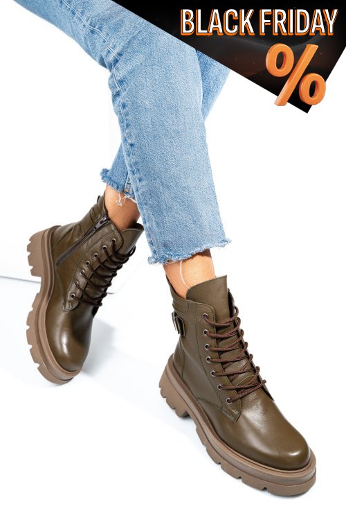 Khaki természetes bőr bakancs 2s7h42821np