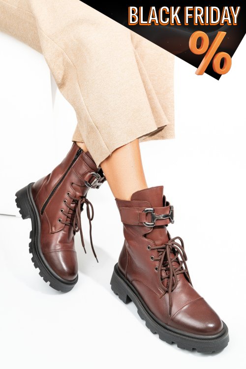 Barna természetes bőr bakancs 2s7h42803np