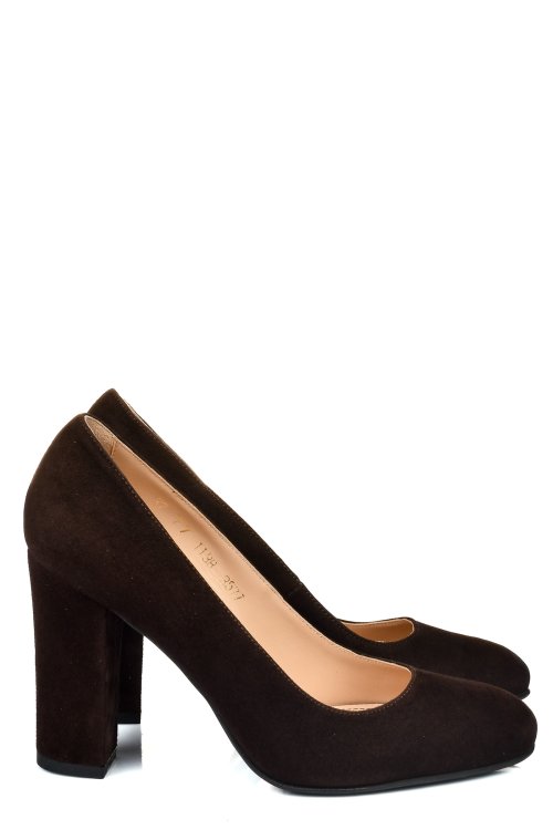Barna fordított bőr magassarkú cipők 3s7h577