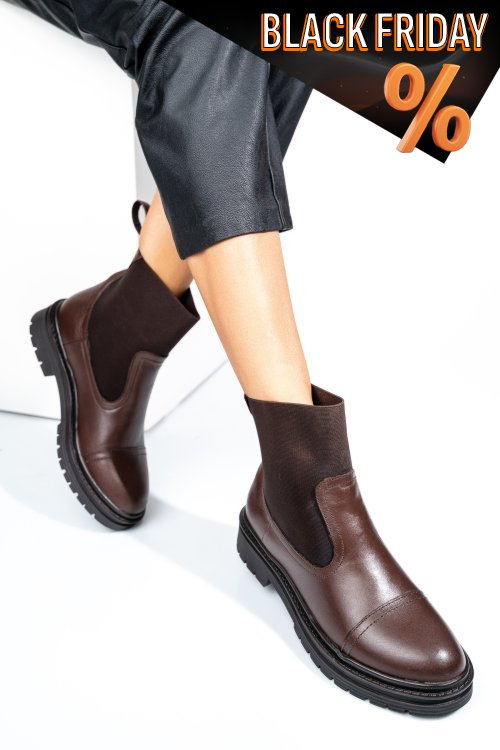 Barna természetes bőr bakancs 9s7h494