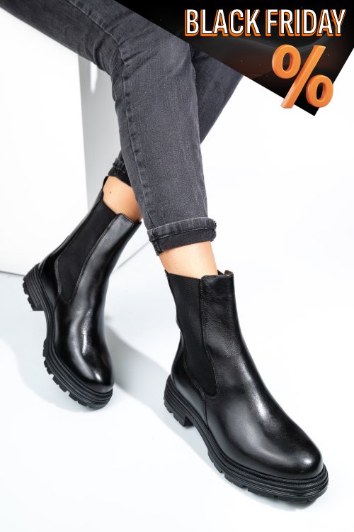 Fekete természetes bőr bakancs vs7hb25-4202