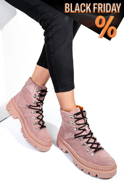 Rózsaszín fordított bőr bakancs ws7hh-438h07