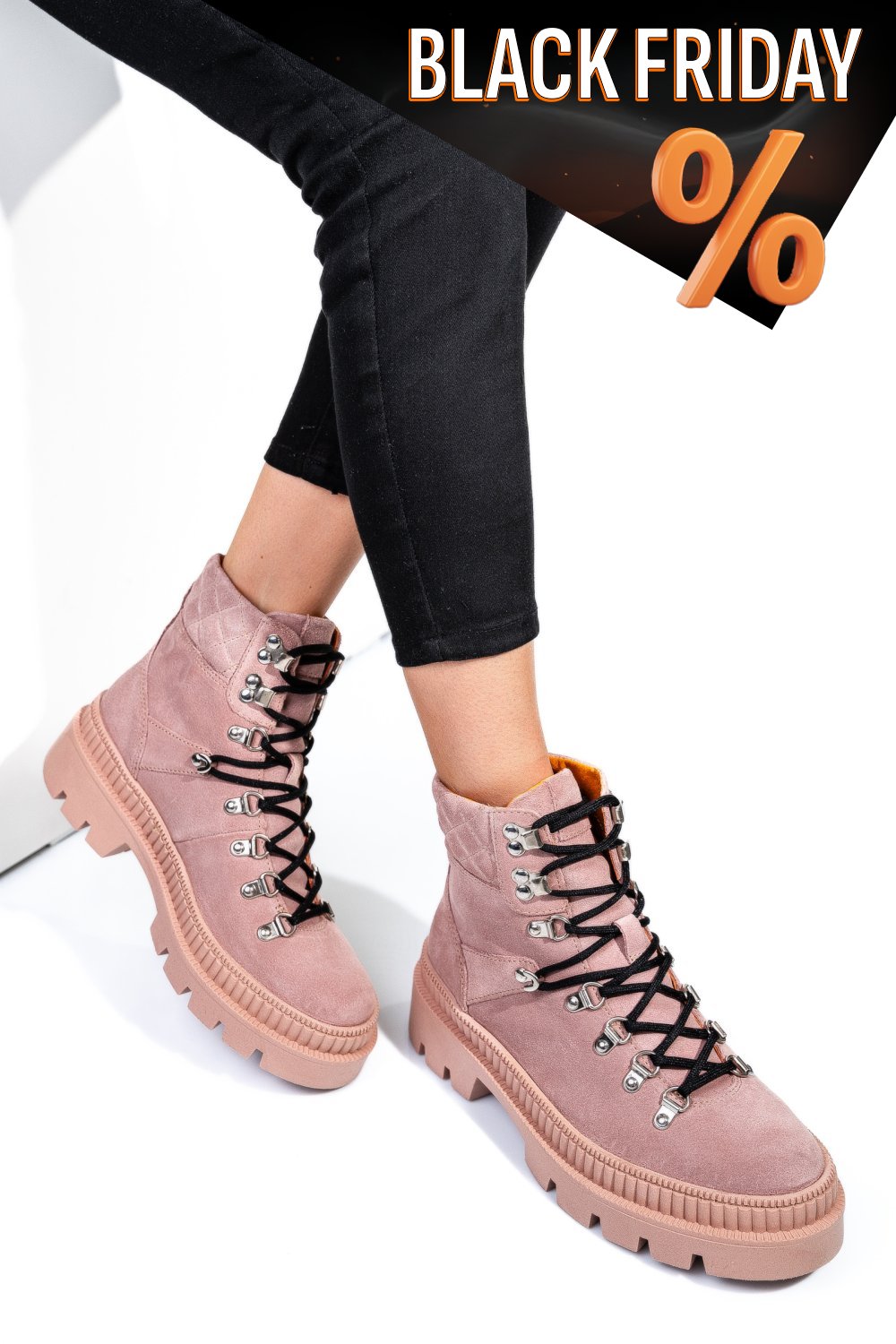 Rózsaszín fordított bőr bakancs ws7hh-438h07