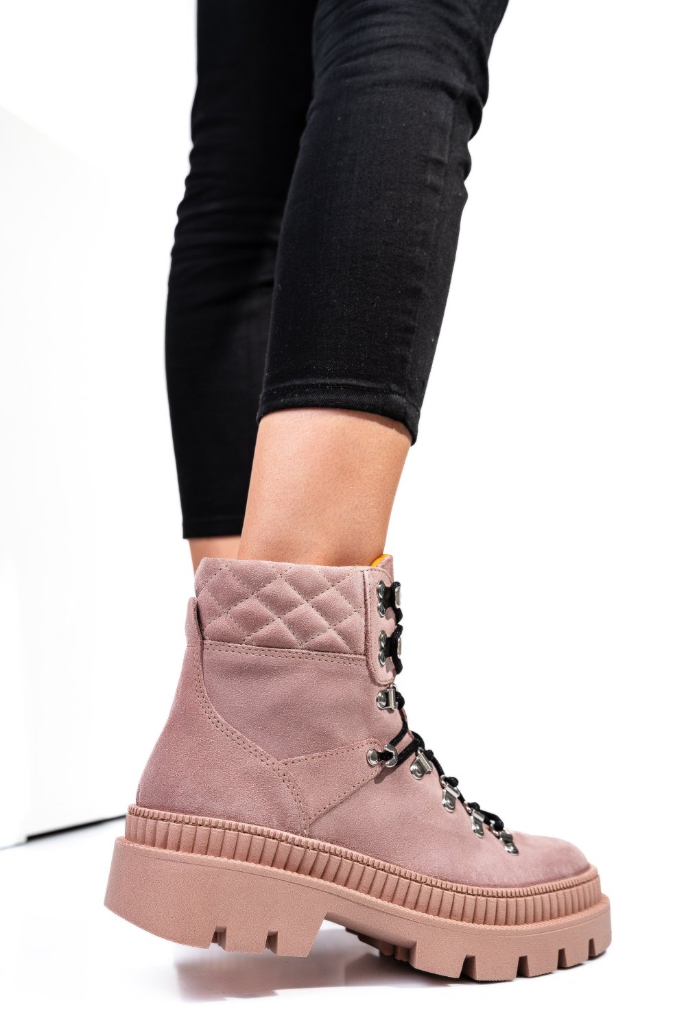 Rózsaszín fordított bőr bakancs ws7hh-438h07