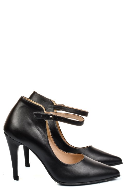 Fekete természetes bőr magassarkú cipők 5s7h905