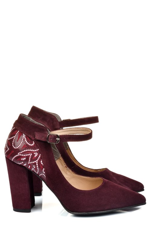 Bordó fordított bőr magassarkú cipők 5s7h909