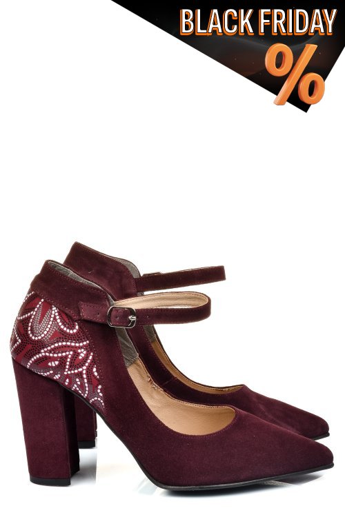 Bordó fordított bőr magassarkú cipők 5s7h909