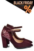 Bordó fordított bőr magassarkú cipők 5s7h909
