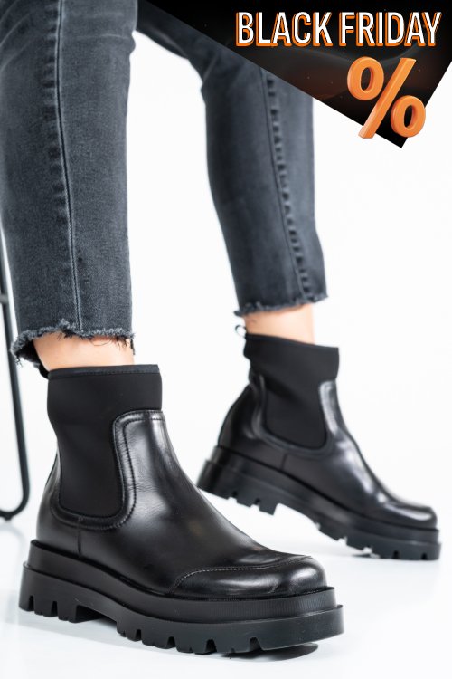 Fekete természetes bőr bakancs 8s7h962