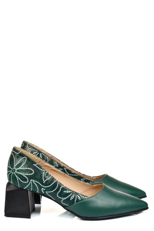 Zöld természetes bőr magassarkú cipők 5s7h460