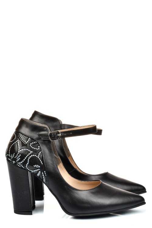 Fekete természetes bőr magassarkú cipők 5s7h909