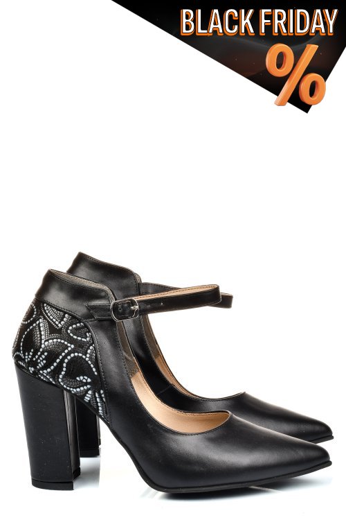 Fekete természetes bőr magassarkú cipők 5s7h909