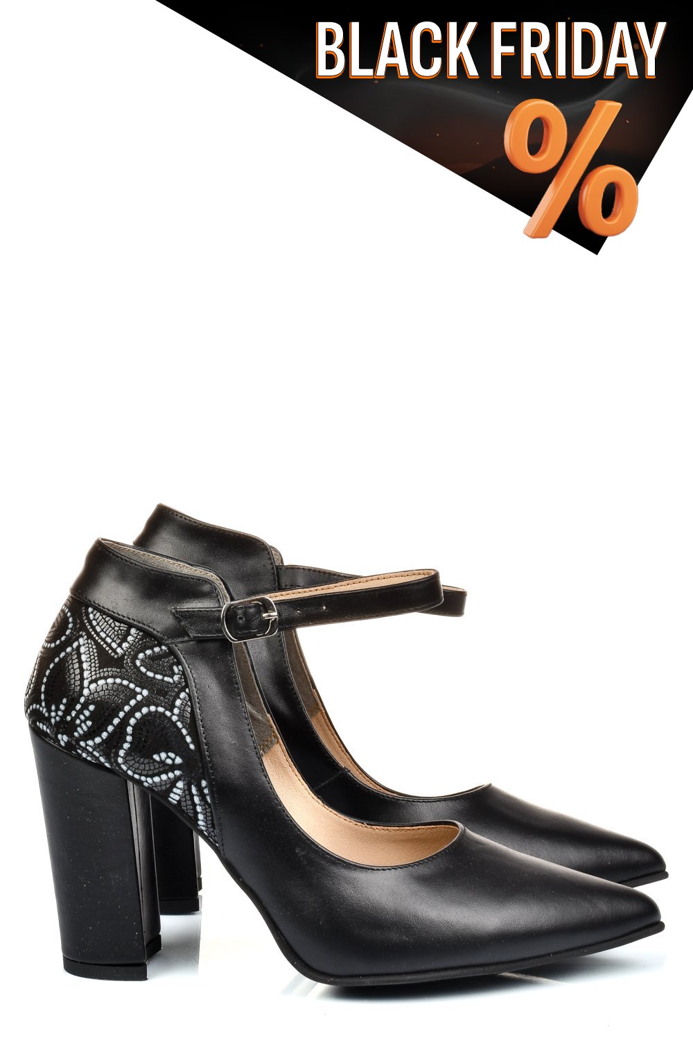 Fekete természetes bőr magassarkú cipők 5s7h909