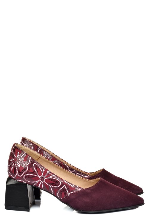 Bordó fordított bőr magassarkú cipők 5s7h460