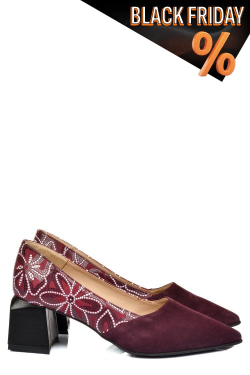 Bordó fordított bőr magassarkú cipők 5s7h460