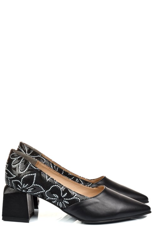 Fekete természetes bőr magassarkú cipők 5s7h460