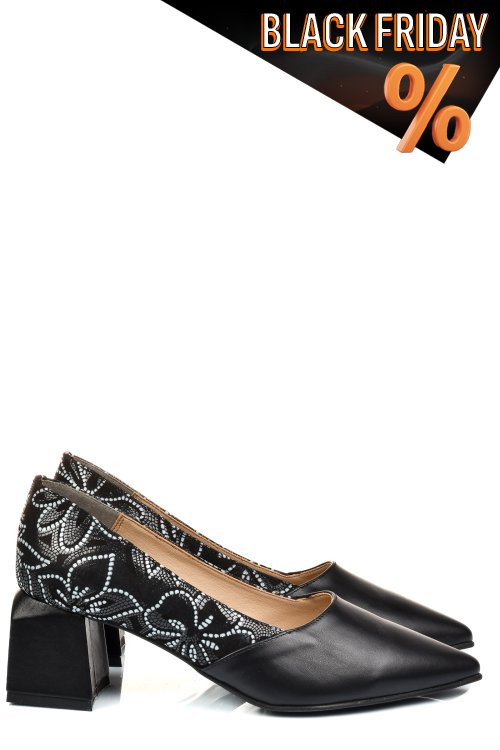 Fekete természetes bőr magassarkú cipők 5s7h460