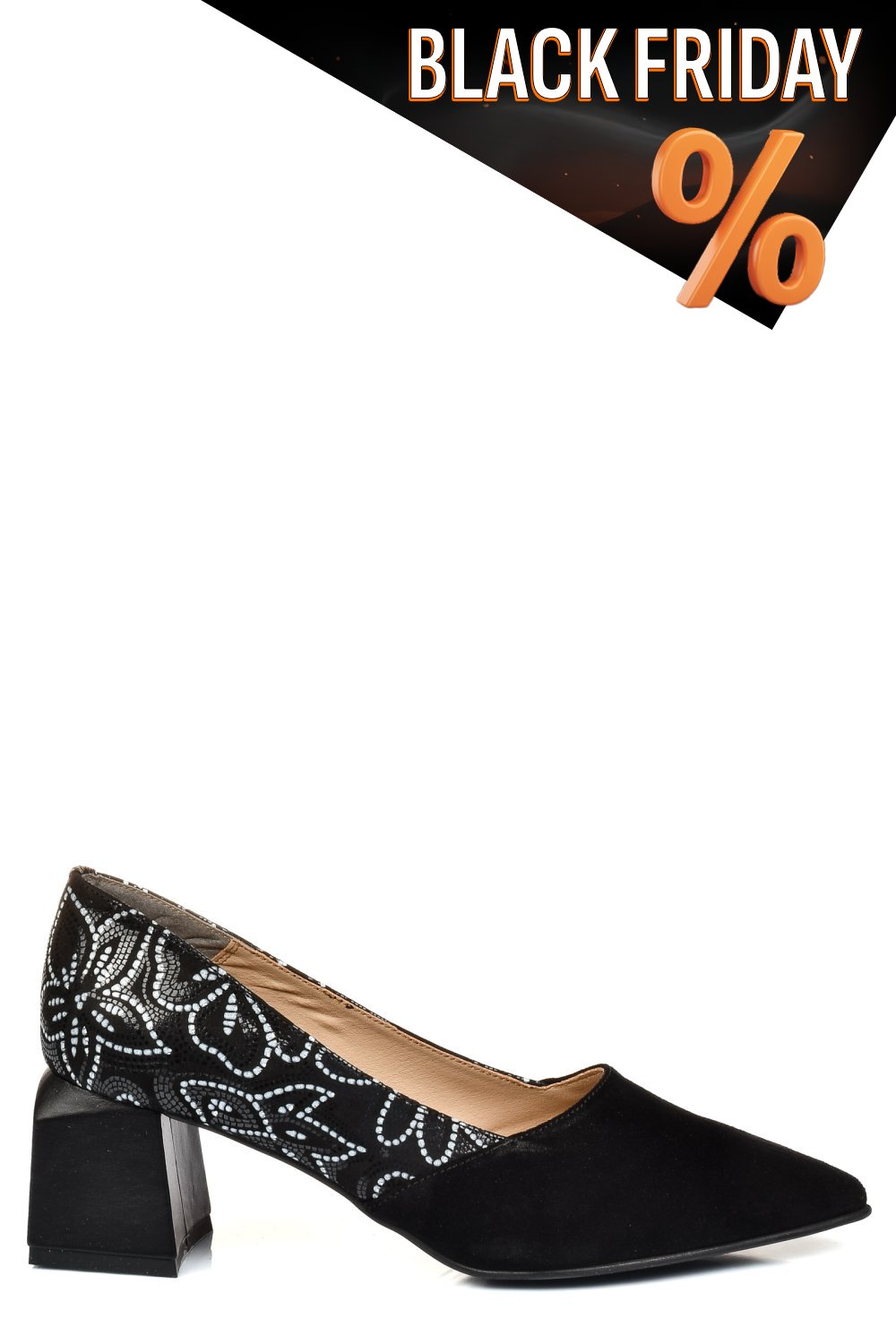 Fekete fordított bőr magassarkú cipők 5s7h460