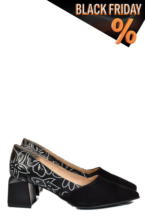 Fekete fordított bőr magassarkú cipők 5s7h460