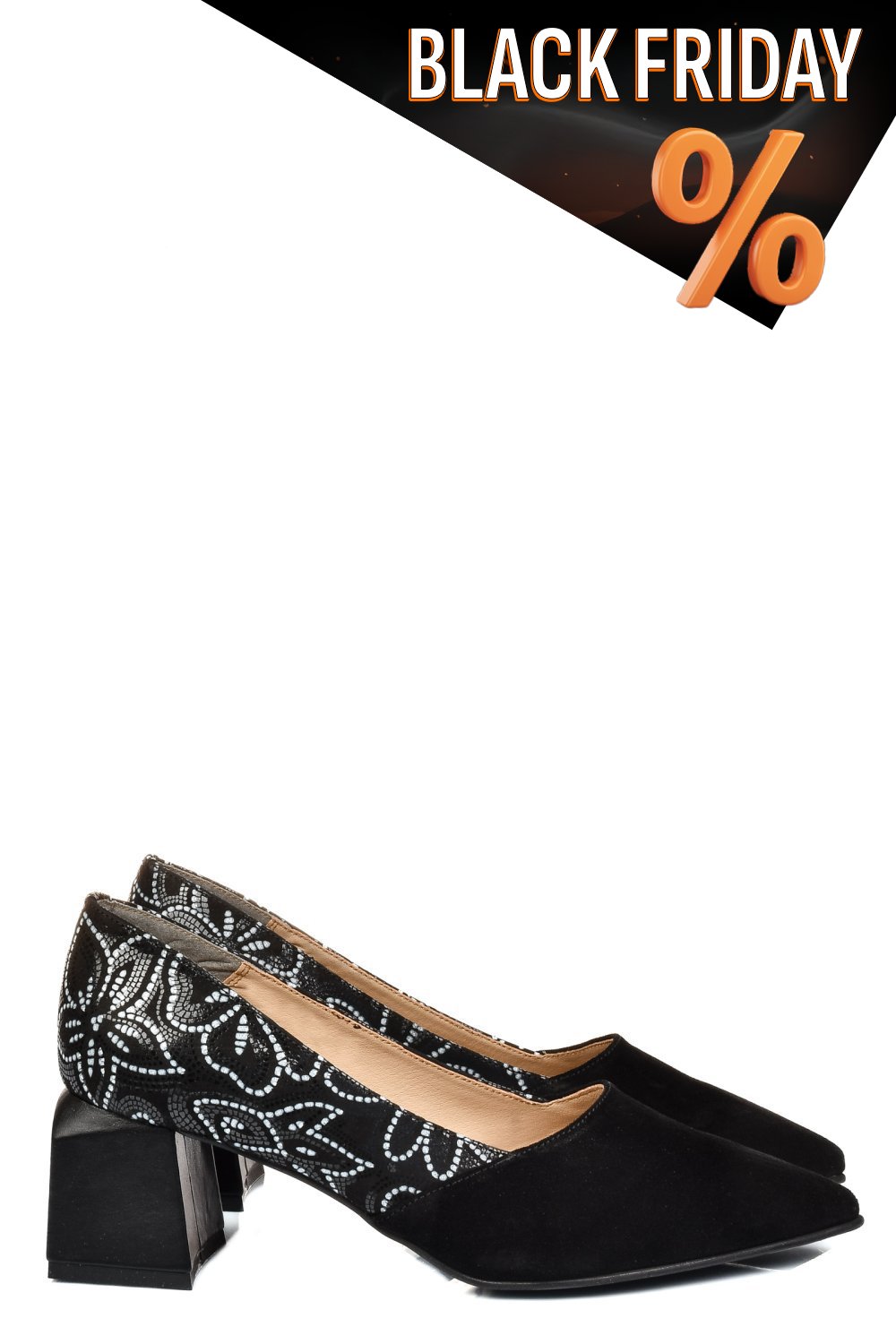 Fekete fordított bőr magassarkú cipők 5s7h460