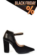 Fekete fordított bőr magassarkú cipők 5s7h909