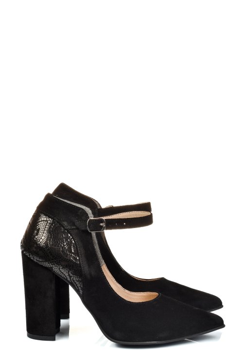 Fekete fordított bőr magassarkú cipők 5s7h909