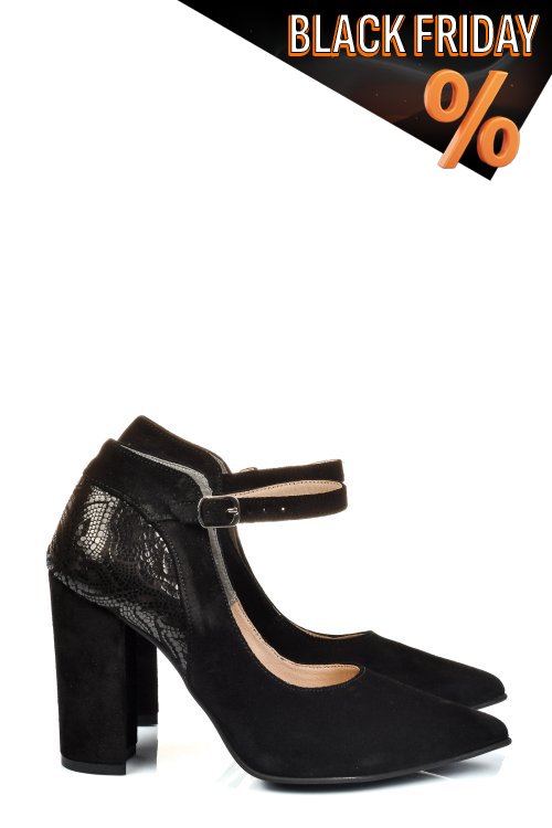 Fekete fordított bőr magassarkú cipők 5s7h909