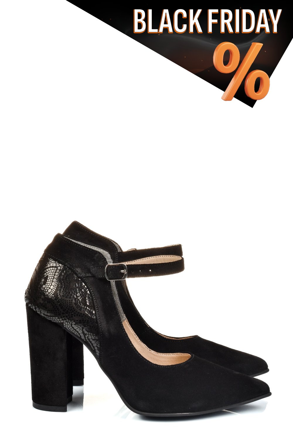 Fekete fordított bőr magassarkú cipők 5s7h909