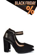 Fekete fordított bőr magassarkú cipők 5s7h909