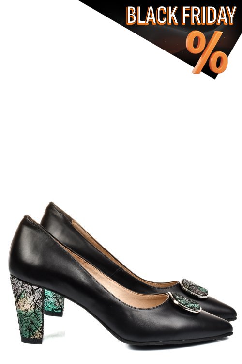 Fekete természetes bőr magassarkú cipők 5s7h655