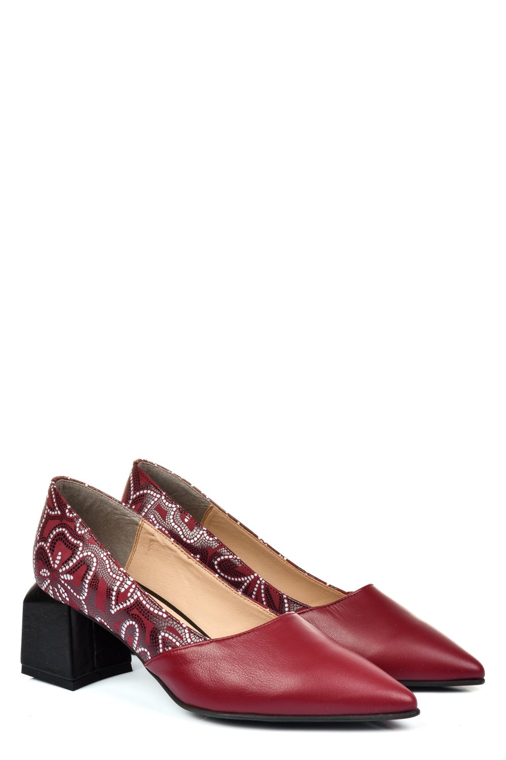 Bordó természetes bőr magassarkú cipők 5s7h460