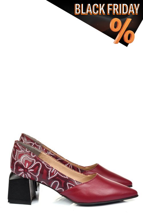 Bordó természetes bőr magassarkú cipők 5s7h460