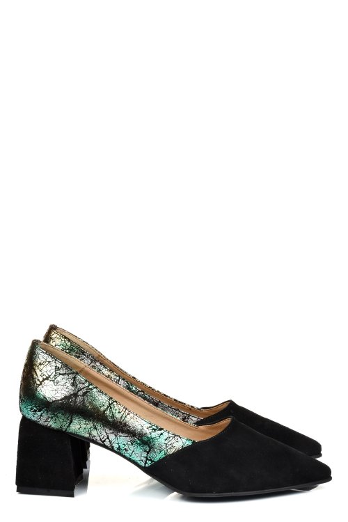 Fekete fordított bőr magassarkú cipők 5s7h460