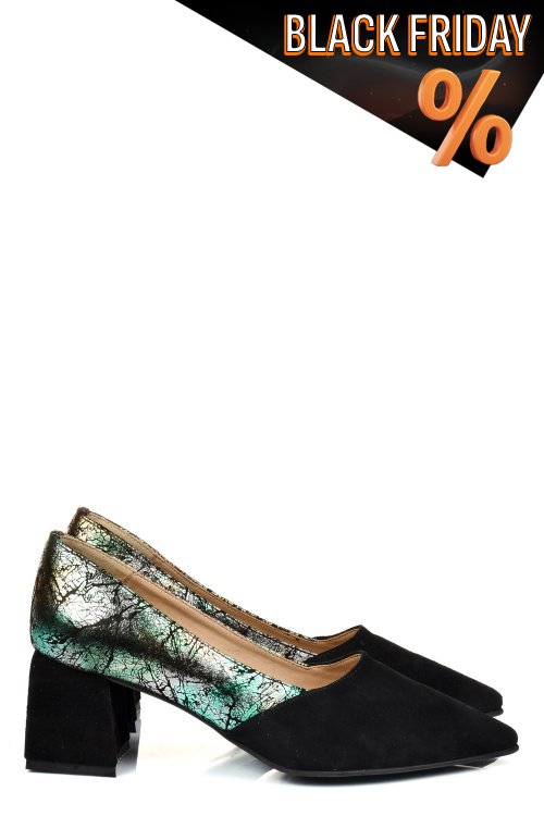 Fekete fordított bőr magassarkú cipők 5s7h460