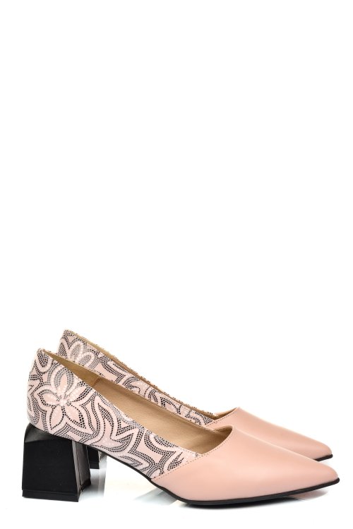 Rózsaszín természetes bőr magassarkú cipők 5s7h460