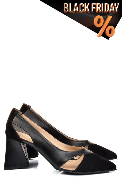 Fekete természetes bőr magassarkú cipők 5s7h700b