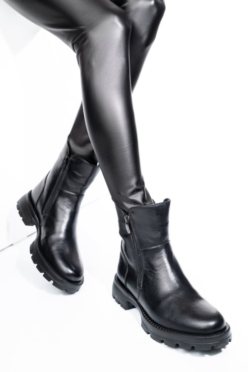 Fekete természetes bőr bakancs 2s7h42841np