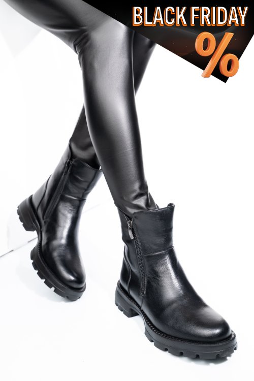 Fekete természetes bőr bakancs 2s7h42841np