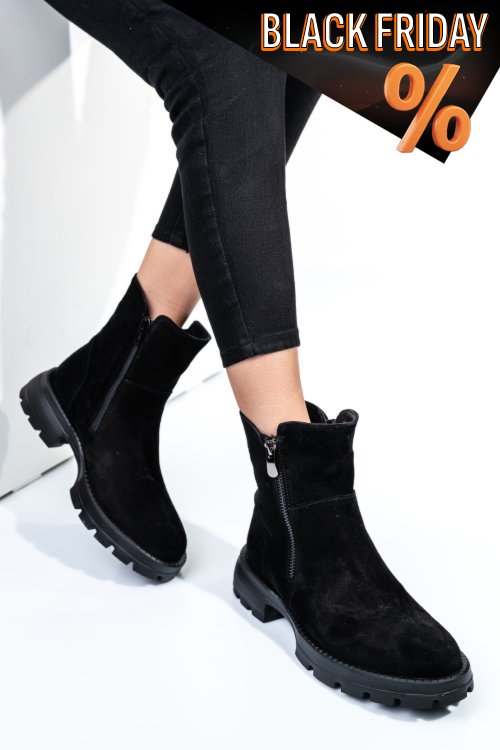 Fekete fordított bőr bakancs 2s7h42841sp