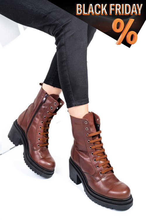 Barna természetes bőr bakancs es7hrre040