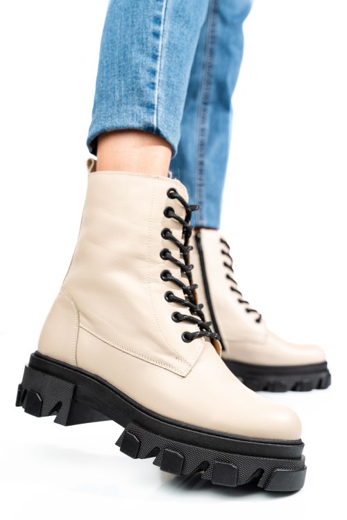 Bézs természetes bőr bakancs 1s7h51