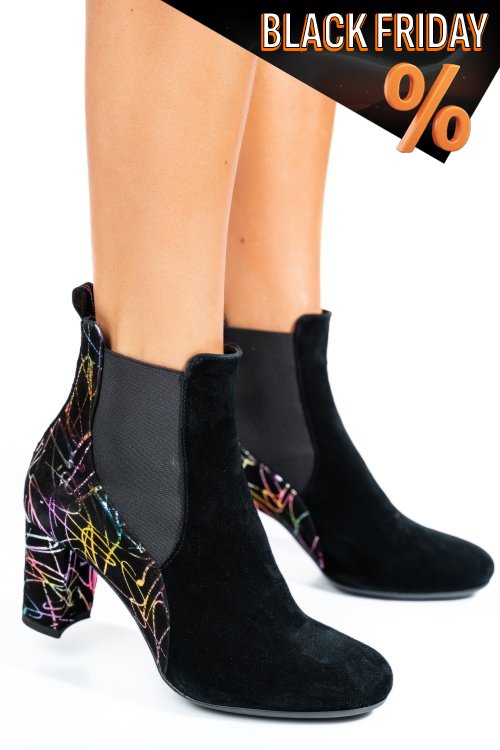 Fekete fordított bőr bokacsizma 7s7h70