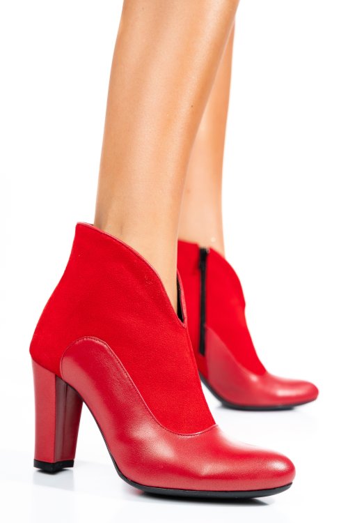 Piros fordított bőr bokacsizma 7s7h90