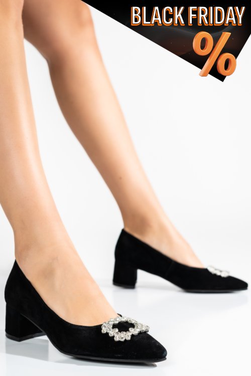 Fekete fordított bőr magassarkú cipők 1s7h422