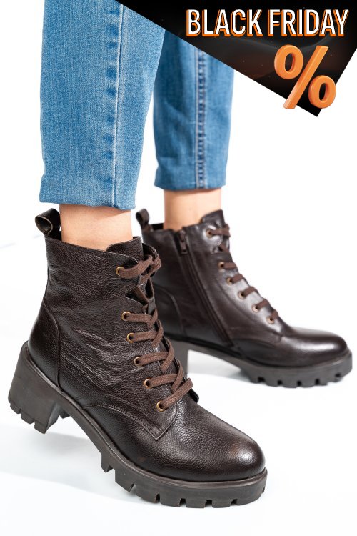 Barna természetes bőr bakancs 1s7h0800