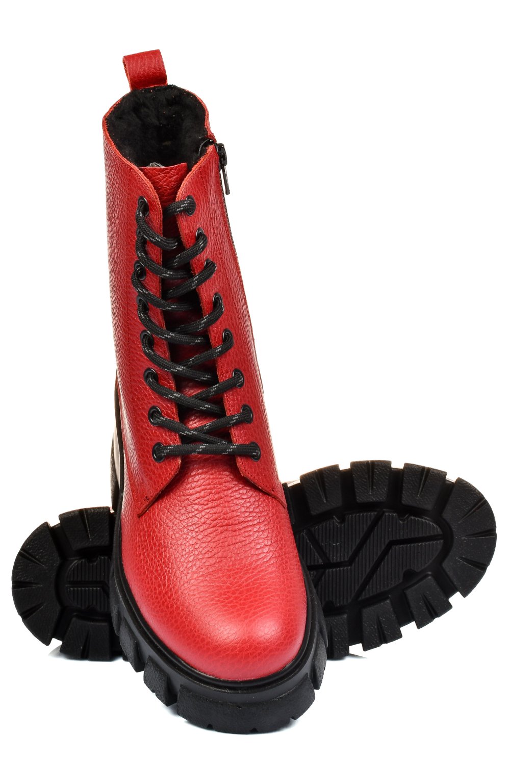 Piros természetes bőr bakancs 1s7h55