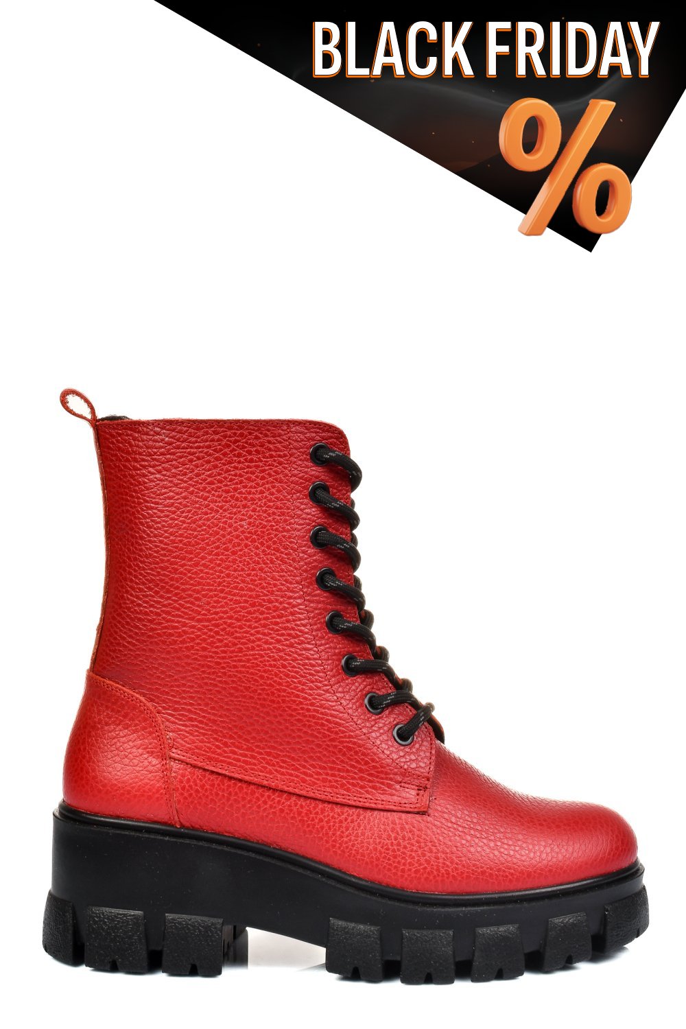 Piros természetes bőr bakancs 1s7h55