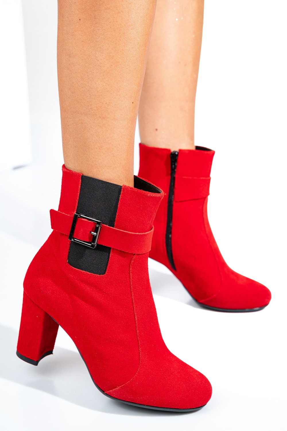 Piros fordított bőr bokacsizma 7s7h72